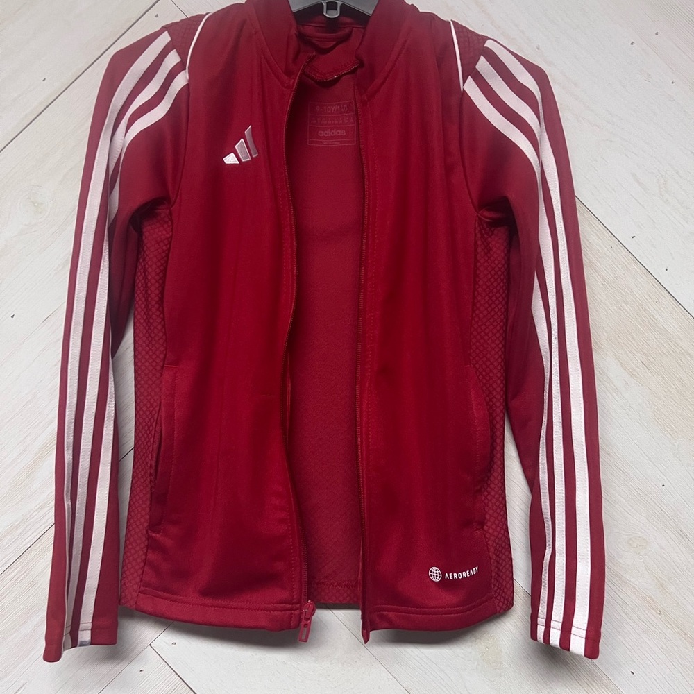 Youth Adidas Bold Red Zip-Up Jacket youth 9/10